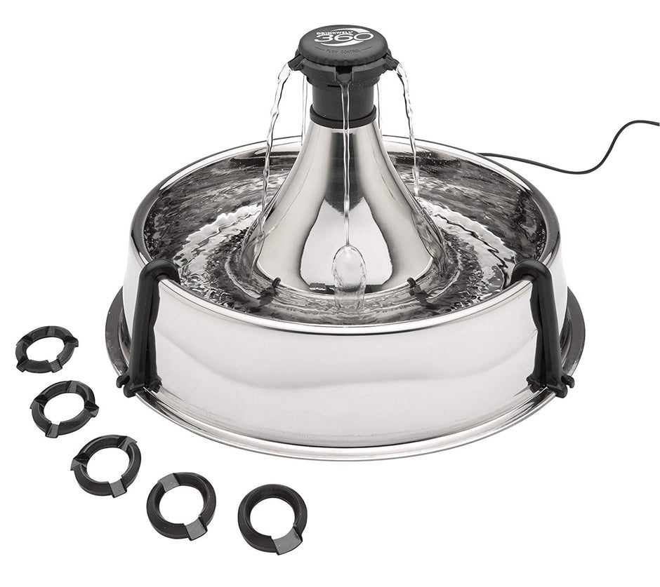 PetSafe Drinkwell 360 Multi-Pet Stainless Steel Dog and Cat Fountain, Filtered Water, 128 oz. Water Capacity