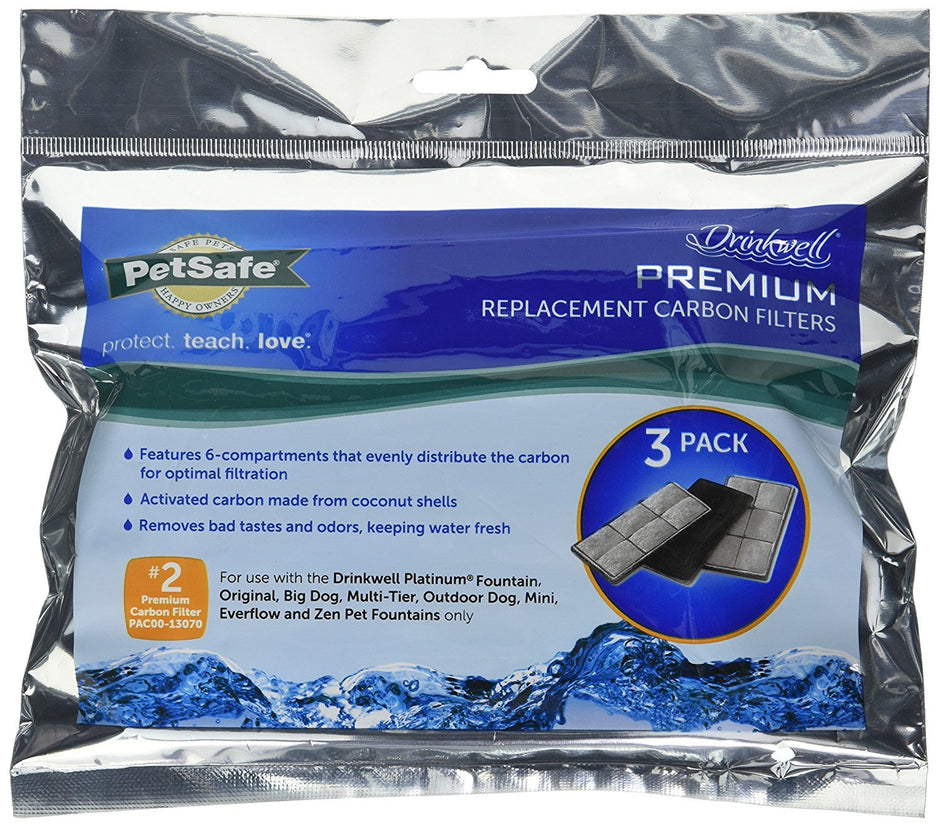 PetSafe Drinkwell Premium Carbon Replacement Filters, 3 Pack