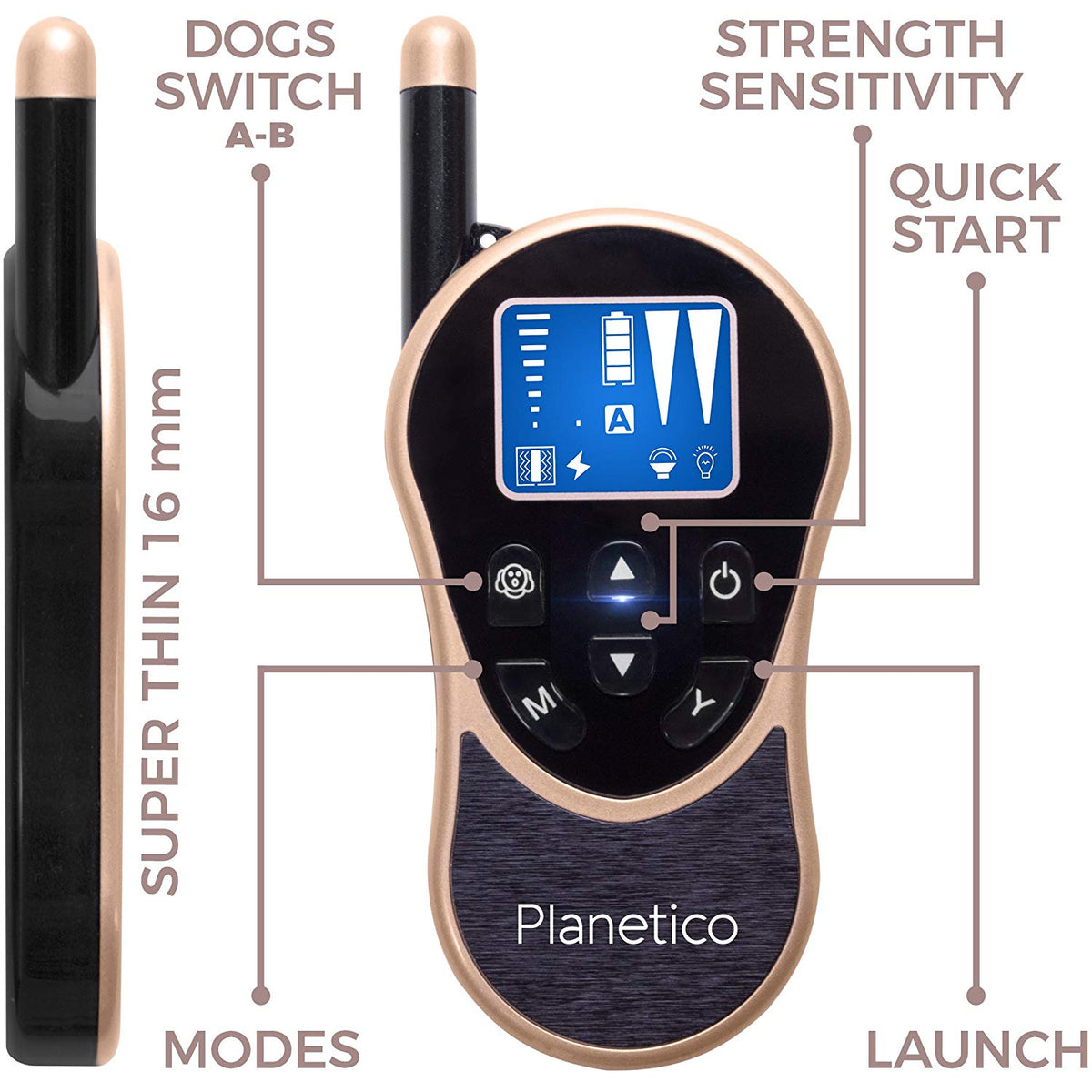 Remote Dog Training Collar, Large Clear LCD Screen, Bark & Behavior Control Device PL-774, Waterproof, Rechargeable, 2625 Ft Long Range, Beep / Light / Vibration / Shock Modes to Train Your Pet Safely