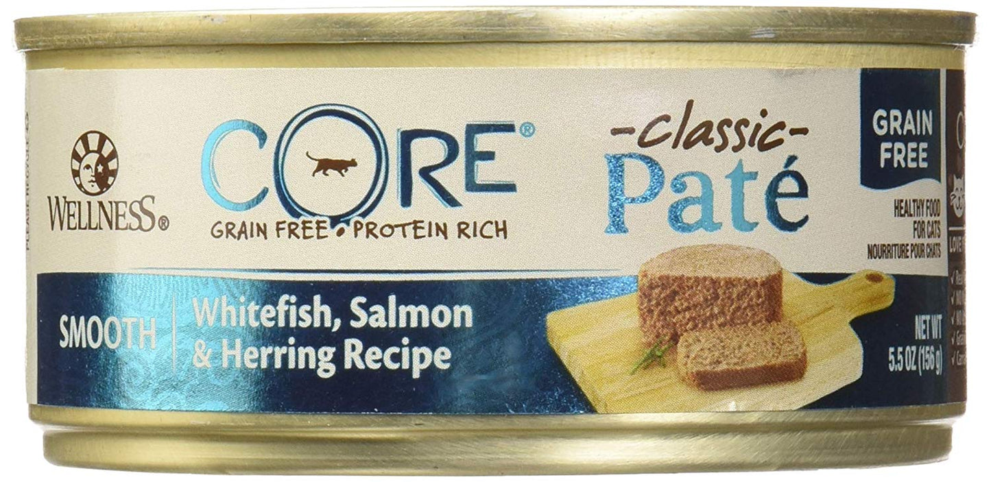 Wellness Core Natural Grain Free Wet Canned Cat Food Whitefish, Salmon & Herring