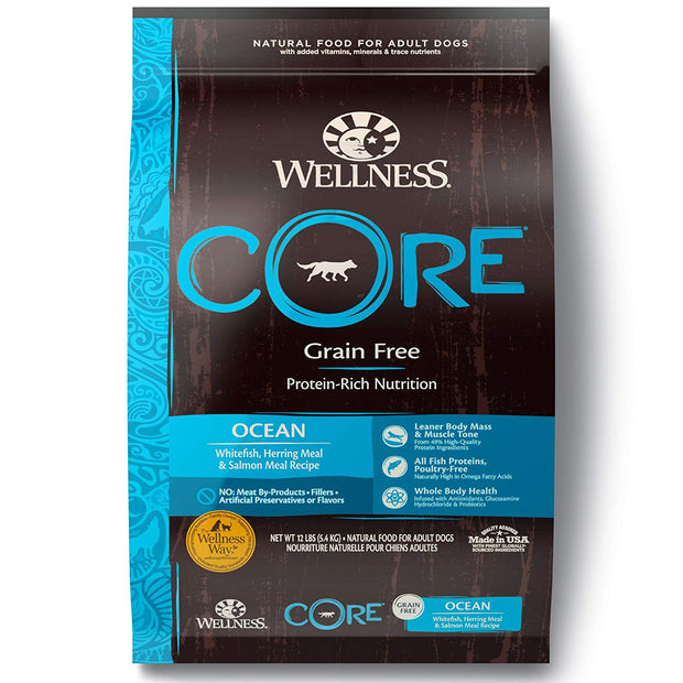 Wellness Core Natural Grain Free Dry Chog Food Food Ocean Whitefish, Herring & Salmon