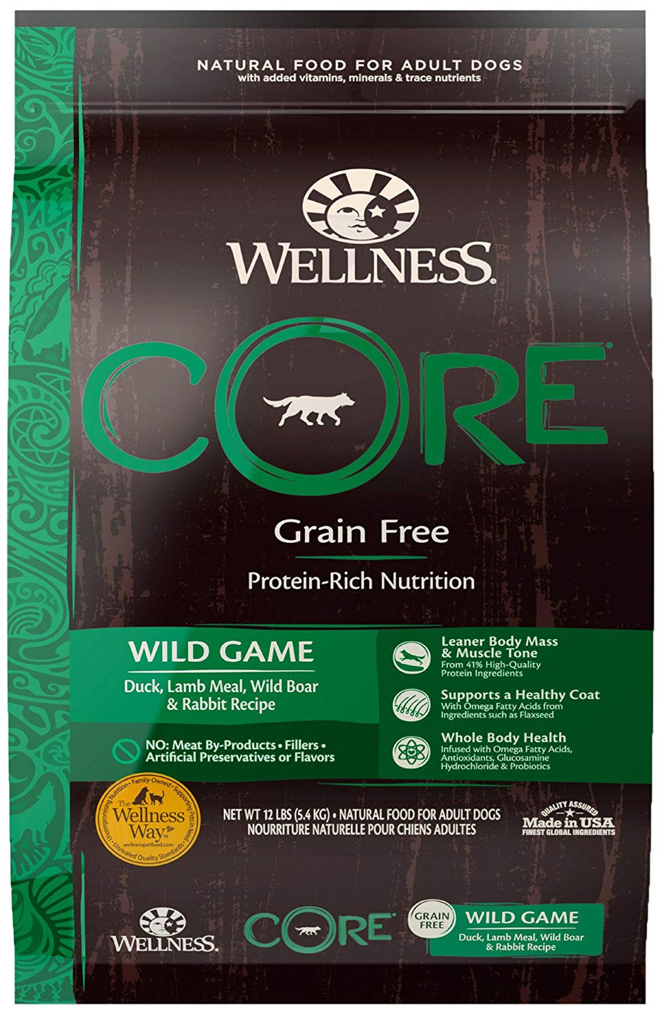 Wellness Core Natural Grain Free Dry Dog Food Wild Game Duck, Turkey, Boar & Rabbit