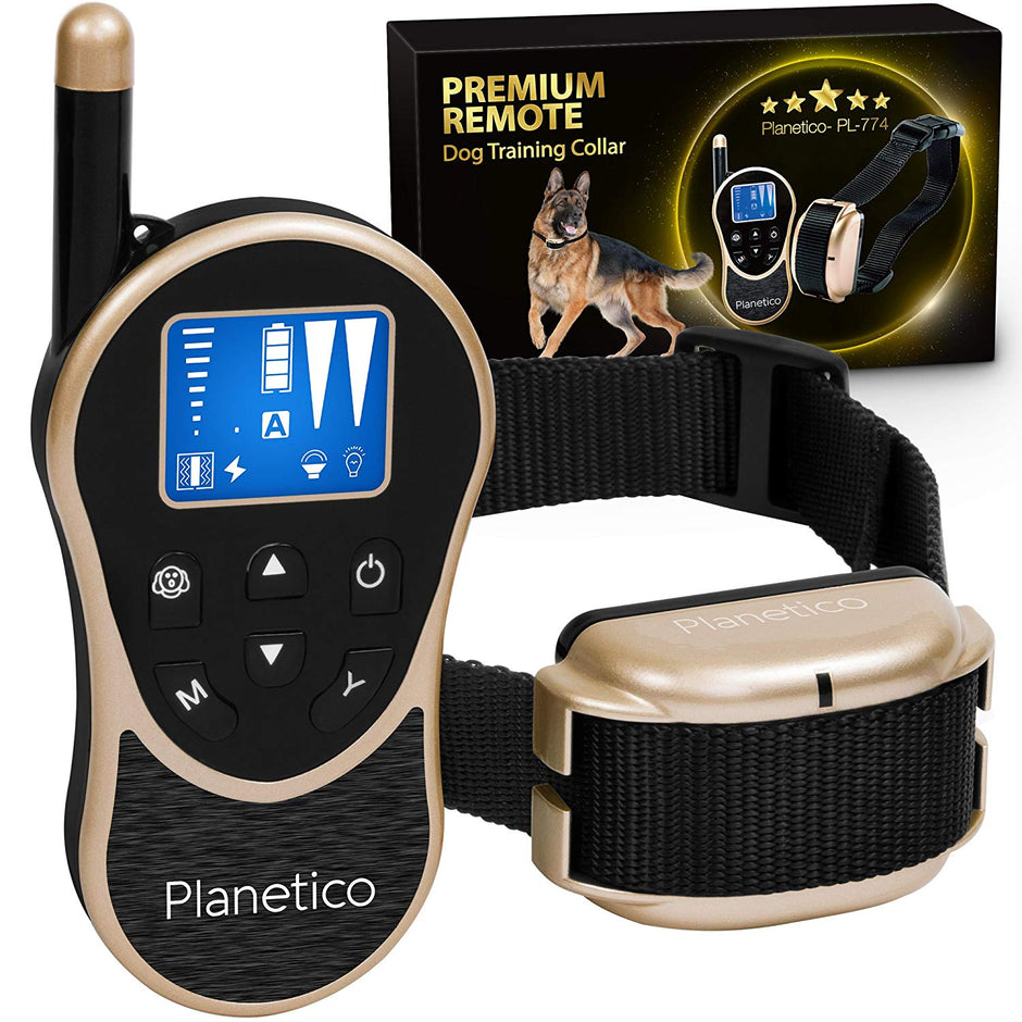 Remote Dog Training Collar, Large Clear LCD Screen, Bark & Behavior Control Device PL-774, Waterproof, Rechargeable, 2625 Ft Long Range, Beep / Light / Vibration / Shock Modes to Train Your Pet Safely