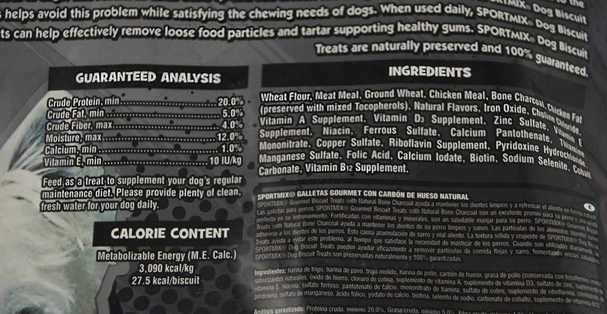 Biscuit gastronomique SportMix avec du charbon de bois et des friandises pour chiens sans grain, 3 lb, paquet de 8