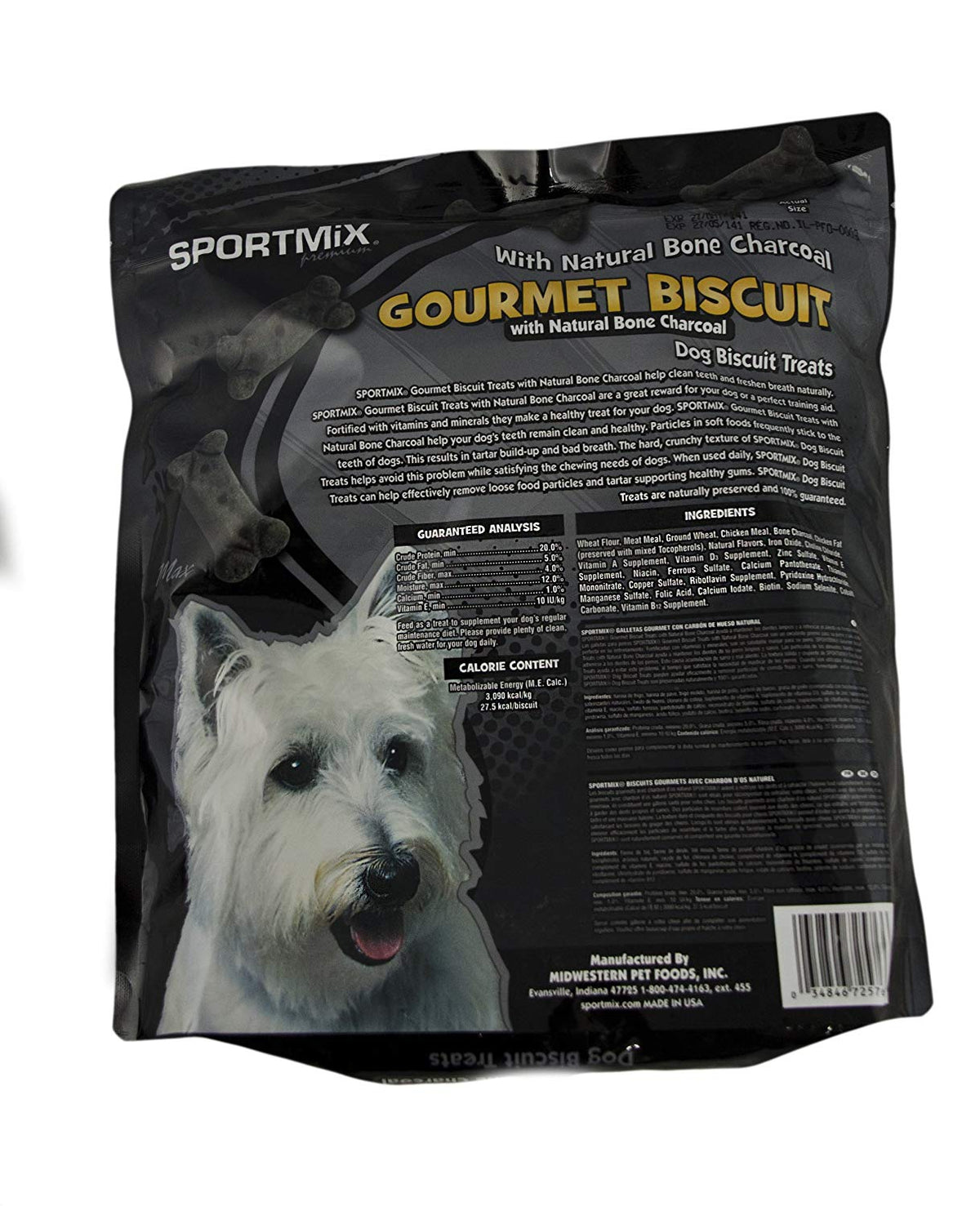 Biscuit gastronomique SportMix avec du charbon de bois et des friandises pour chiens sans grain, 3 lb, paquet de 8