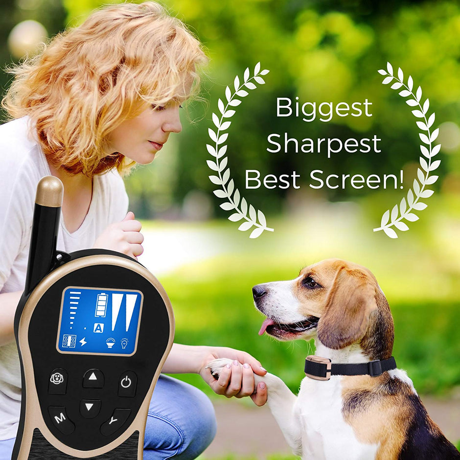 Remote Dog Training Collar, Large Clear LCD Screen, Bark & Behavior Control Device PL-774, Waterproof, Rechargeable, 2625 Ft Long Range, Beep / Light / Vibration / Shock Modes to Train Your Pet Safely