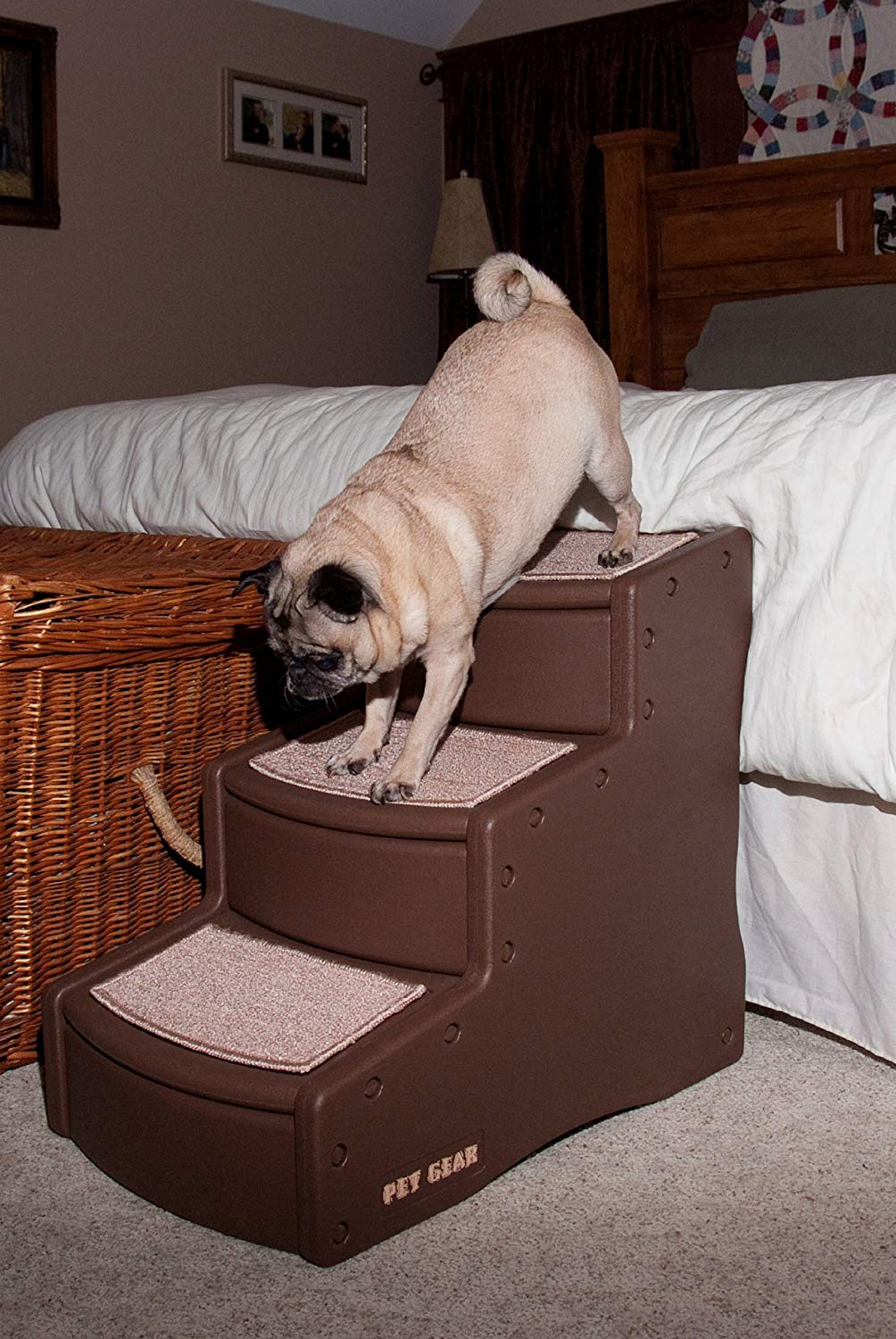 Pet Gear Easy Step III Pet Stairs, 3-Step for Cats/Dogs, Removable Washable Carpet Treads