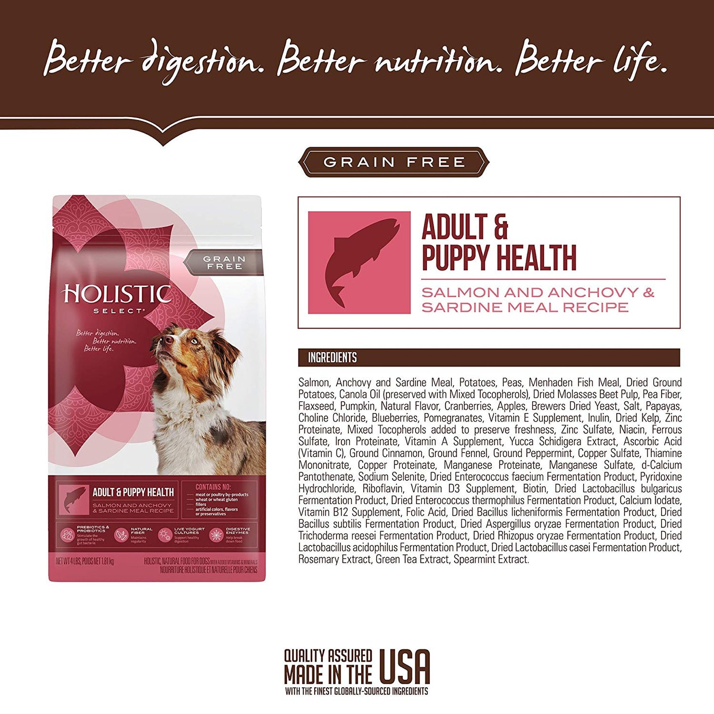 Holistic Select Natural Dry Dog Food Grain Free Adult & Puppy Salmon. Anchovy & Sardine