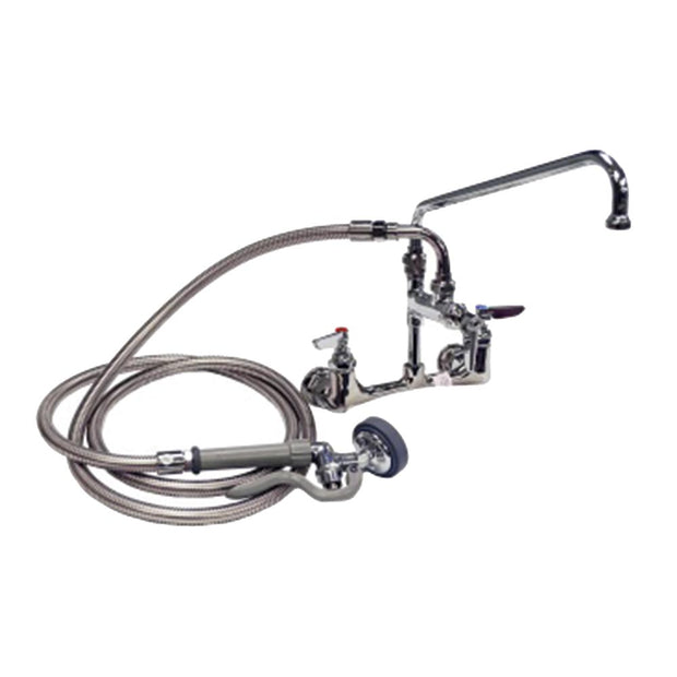 Wall Mount Faucet, 8' Stainless Steel Hose with Heavyduty Spray Head