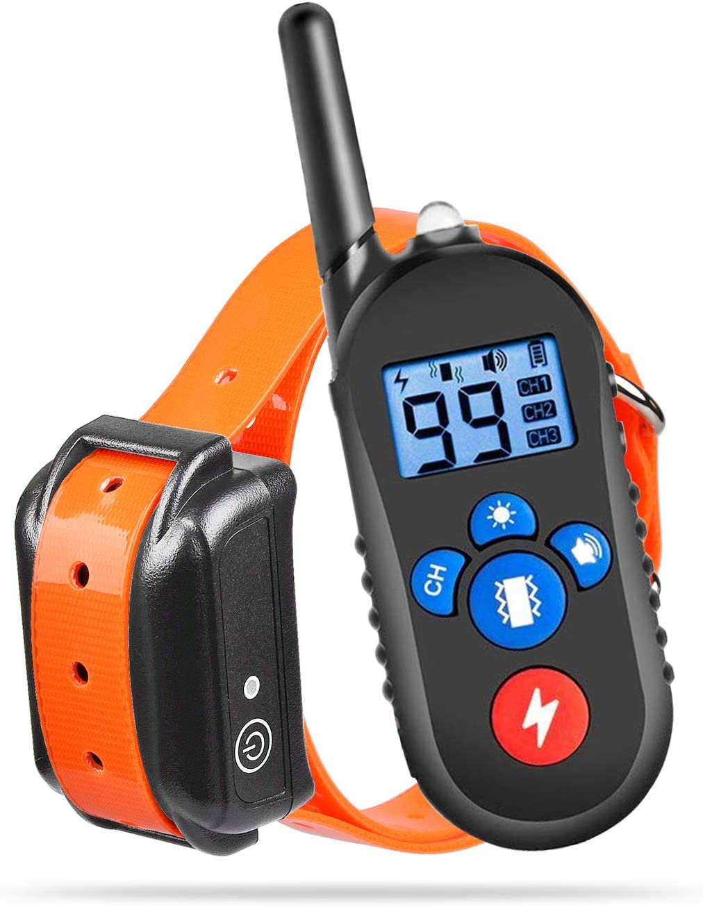 Dog Training Collar, Dog Shock Collar with Remote 2500ft Range with Beep Vibra Shock LED Light, Waterproof IPX7 Electric Dog Bark Collar for Medium Large Dogs