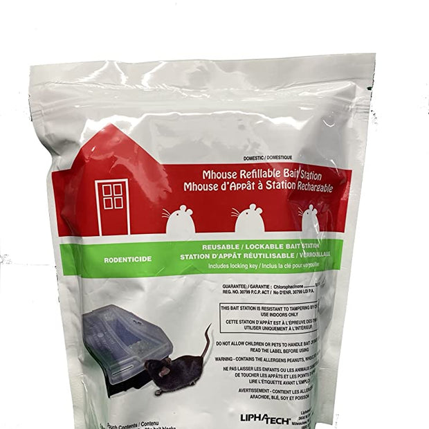 Rodenticide de souris avec 1 station d'appâts avec une clé pour verrouiller les enfants et les animaux en toute sécurité, 12 bock anti-coagulant Poison pour une résolution rapide, rodenticide à action rapide pour la souris
