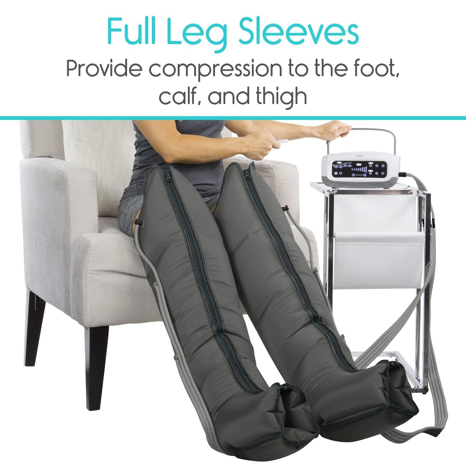 Sequential Compression Device - Leg Pump Machine for Lymphedema, Circulation & Swelling - Intermittent Pneumatic SCD Air Therapy Recovery with Full Massage Boots