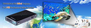 PTVDISPLAY Pocket Portable Mini Projector, 1080P Pico Bluetooth Video Wifi DLP Projector Full HD Support Android 7.1 System HDMI USB TF Card for Home Cinema , Wireless Display for Iphone and Smartphone Home Projectors