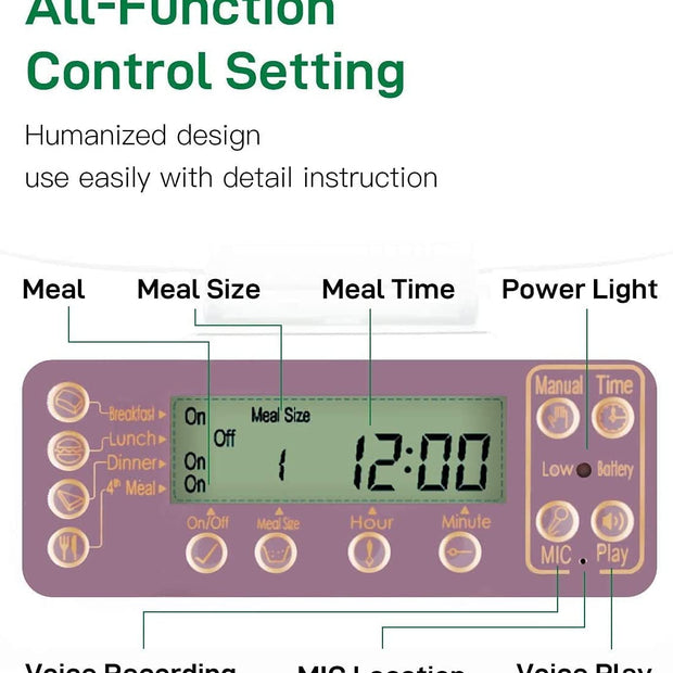 4 Meal Tray Electronic Programmable Automatic Pet Feeder for Dog Cat with LCD Display